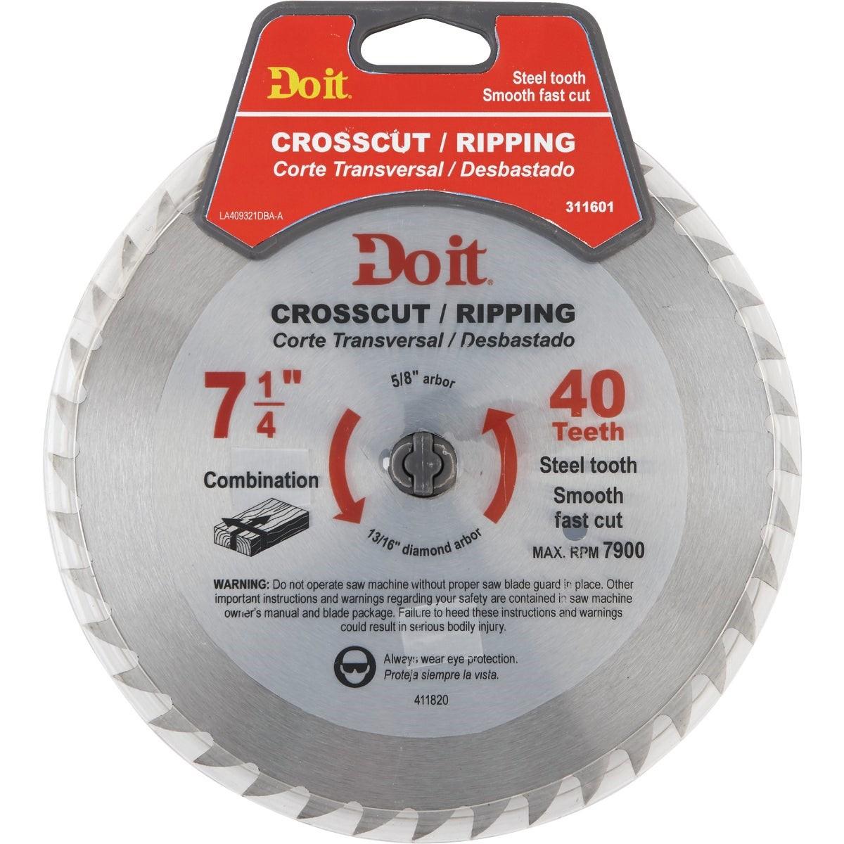 7-1/4 In. 40-Tooth Cutoff/Rip Circular Saw Blade