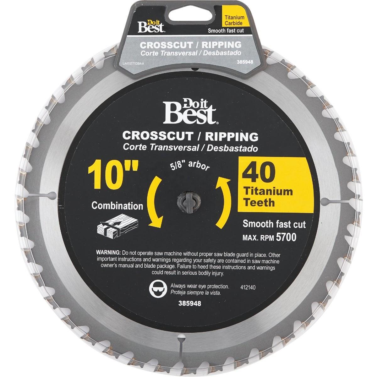 Professional 10 In. 40-Tooth Crosscut/Ripping Circular Saw Blade