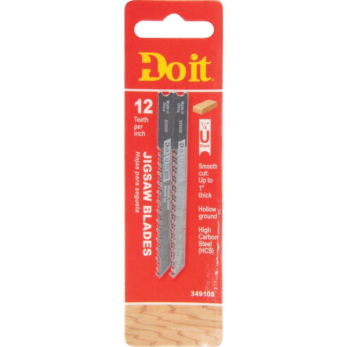 U-Shank 3 In. x 12 TPI High Carbon Steel Jig Saw Blade, Wood up to 1 In. (2-Pack)