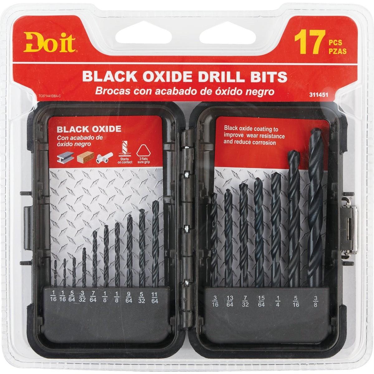 17-Piece Black Oxide Drill Bit Set, 1/16 In. thru 3/8 In.