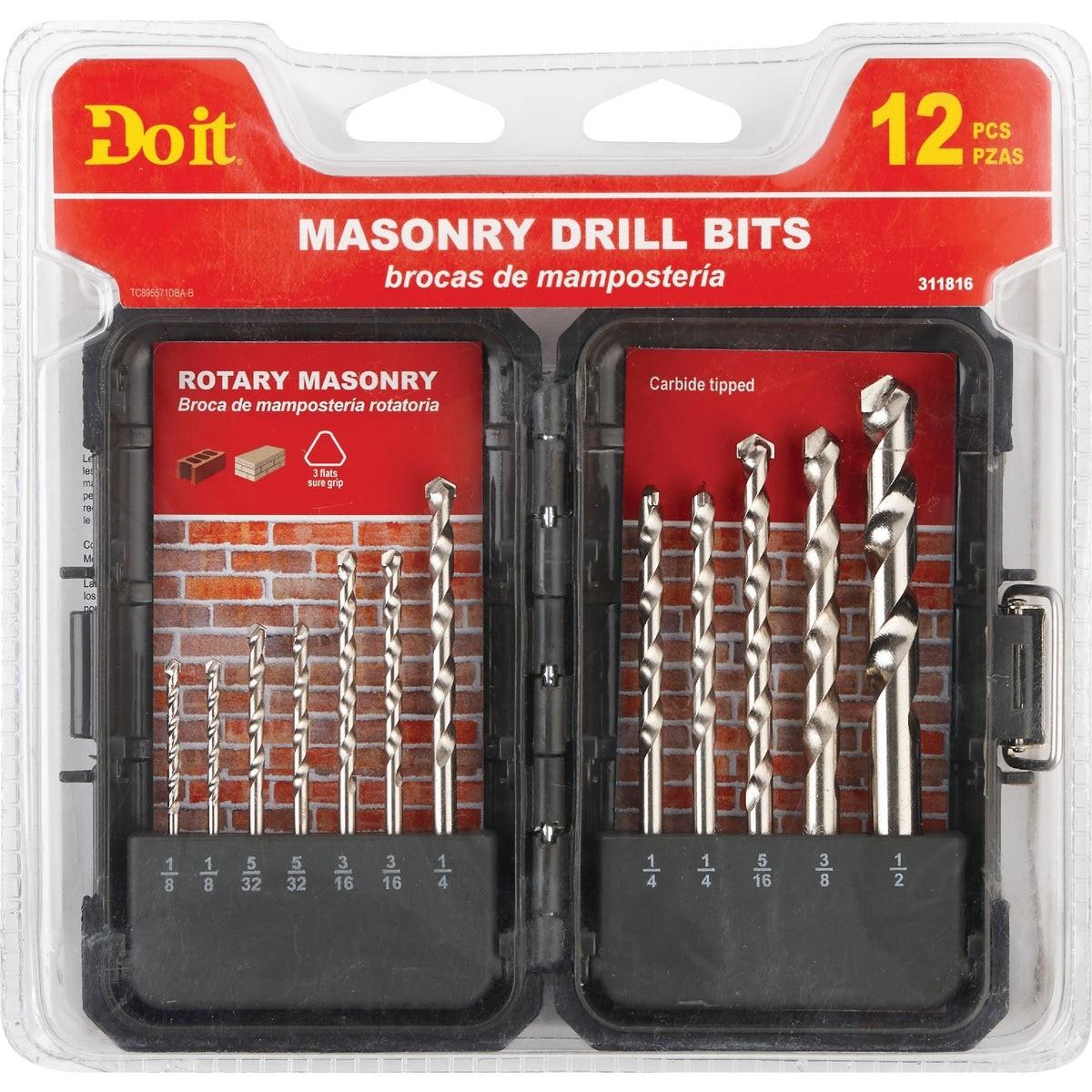 Masonry Drill Bit Set (12-Pieces)