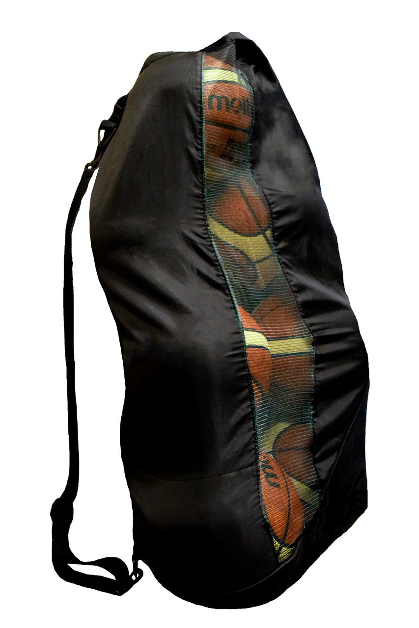 Bags Sports Equipment Tall Nylon Bag With Mesh Panels, Black, Holds Up To 15 Soccer Or Volleyballs