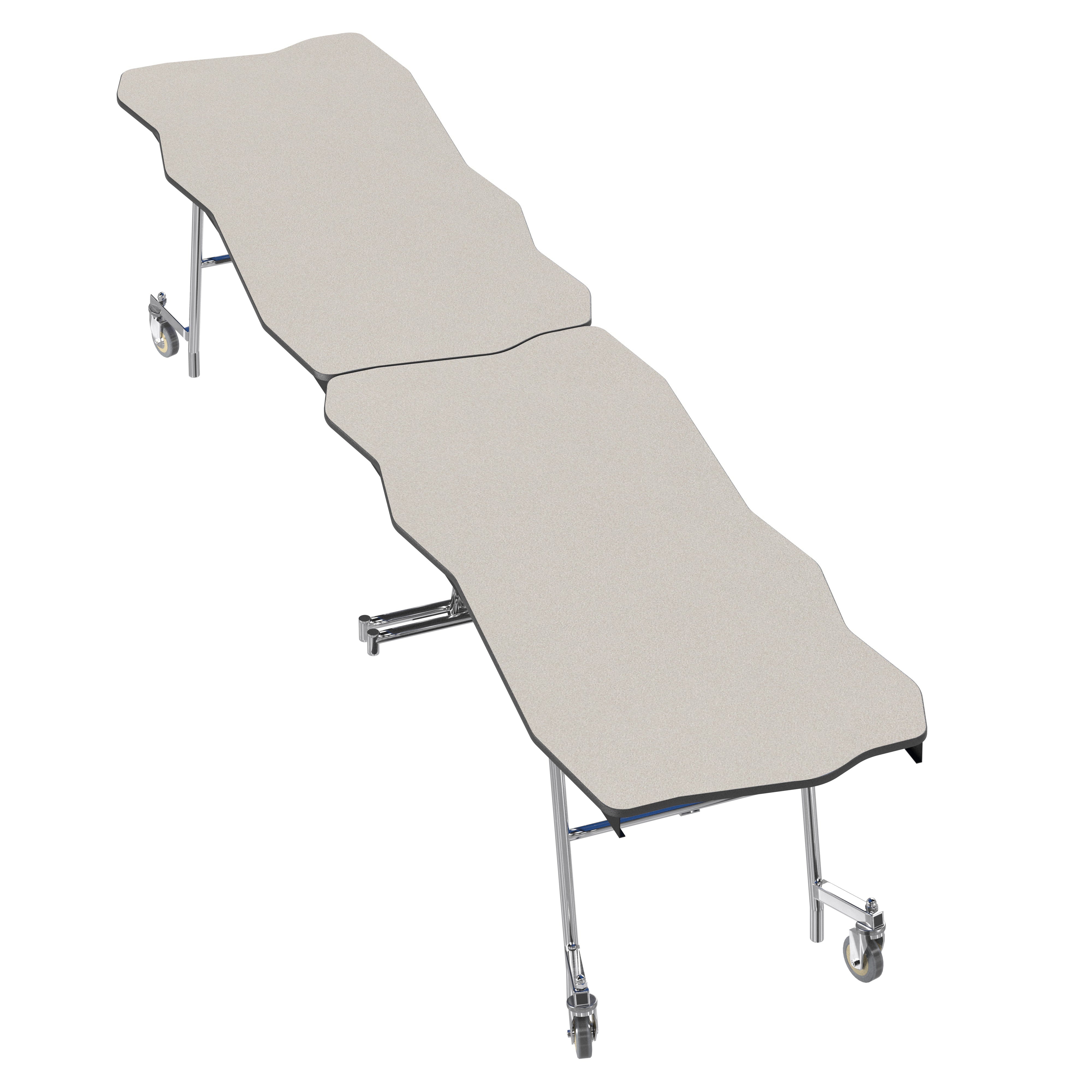 NPS® Mobile Cafeteria Table, 12' Bedrock, Plywood Core, Edge Type: ProtectEdge, Frame Type: Chrome (Specify Laminate Color and Height)