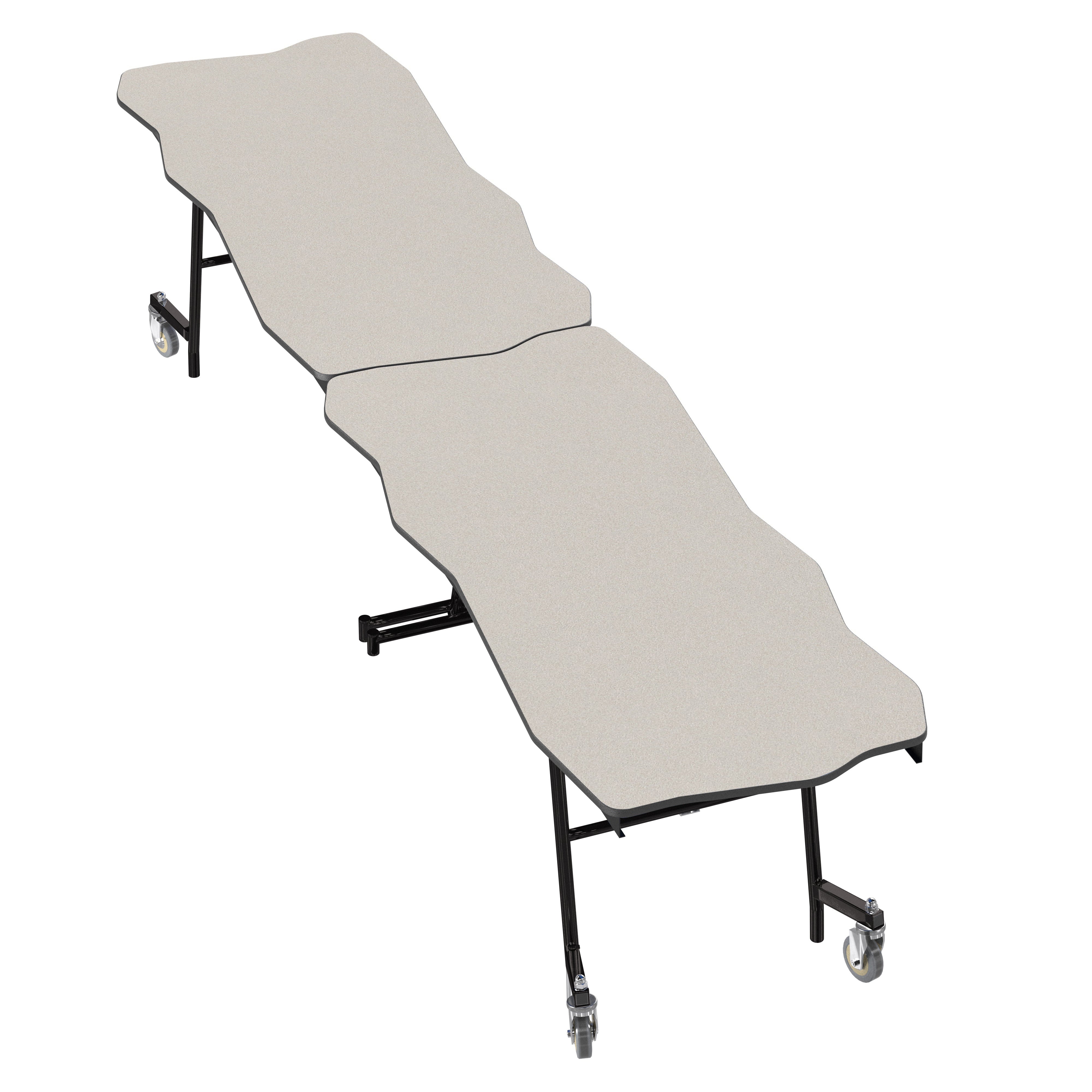 NPS® Mobile Cafeteria Table, 10' Bedrock, Plywood Core, Edge Type: ProtectEdge, Frame Type: Textured Black (Specify Laminate Color and Height)