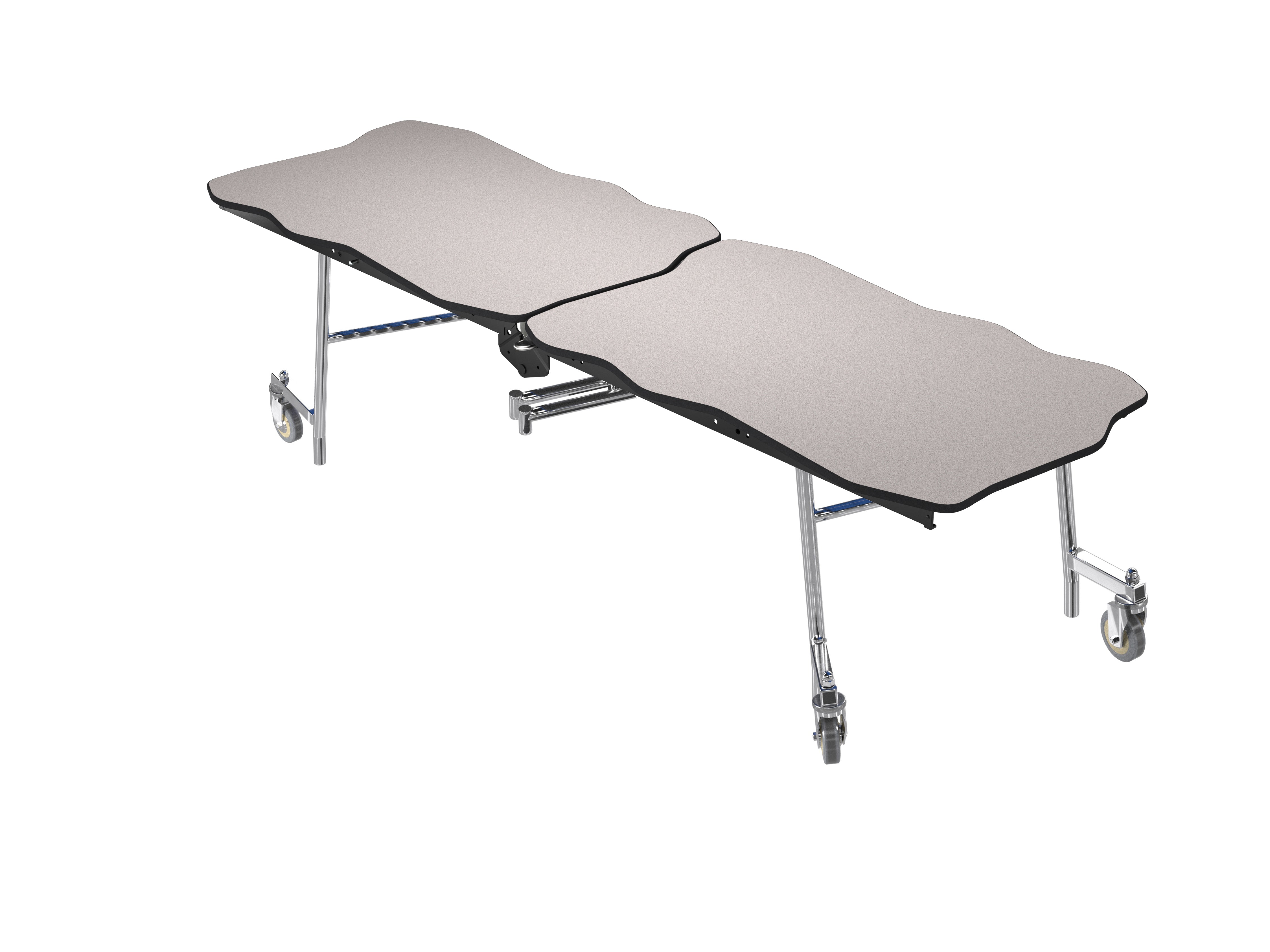 NPS® Mobile Cafeteria Table, 8' Bedrock, Plywood Core, Edge Type: ProtectEdge, Frame Type: Chrome (Specify Laminate Color and Height)