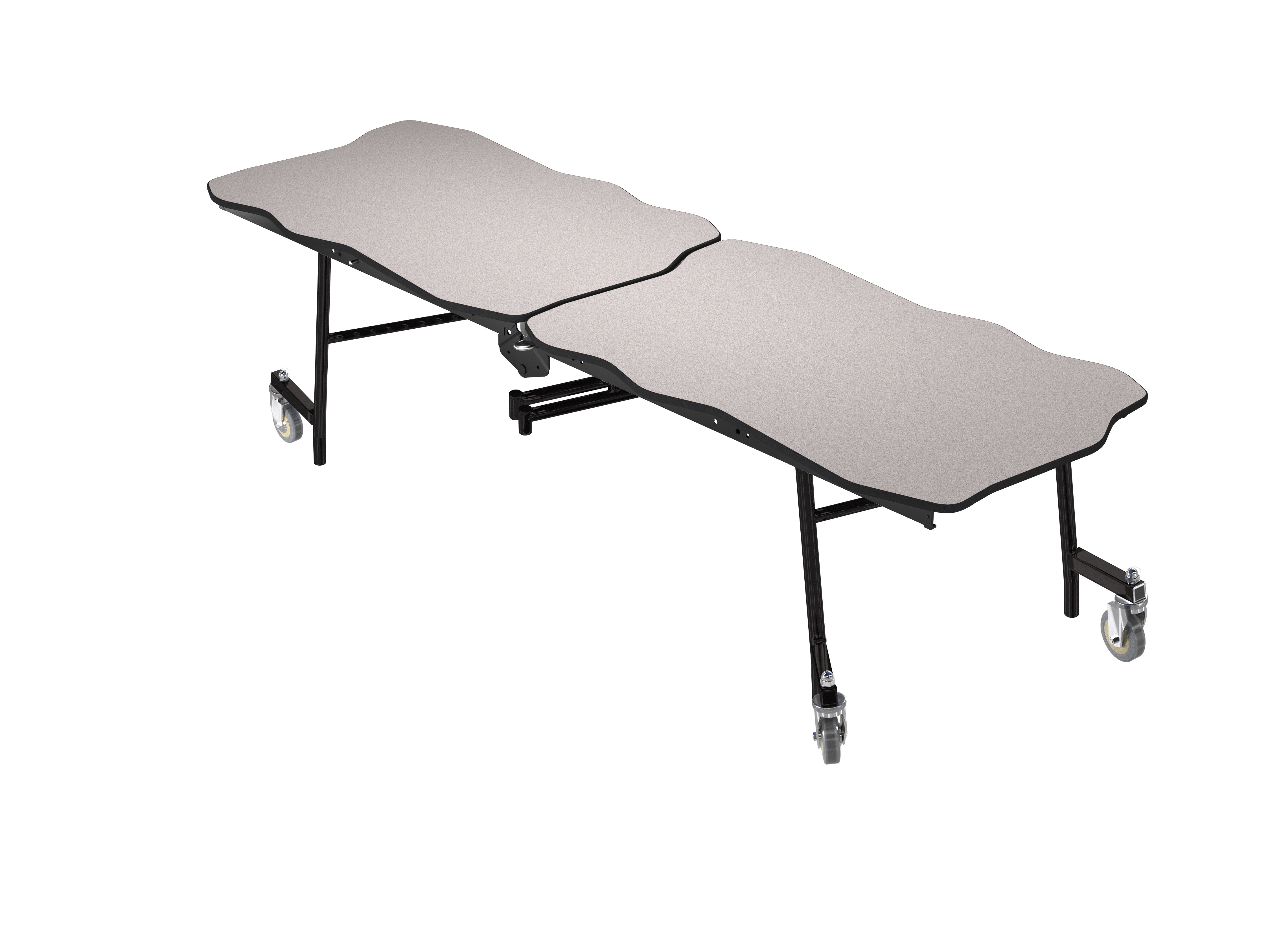 NPS® Mobile Cafeteria Table, 8' Bedrock, Particleboard Core, Edge Type: Vinyl T-Mold, Frame Type: Textured Black (Specify Laminate Color and Height)