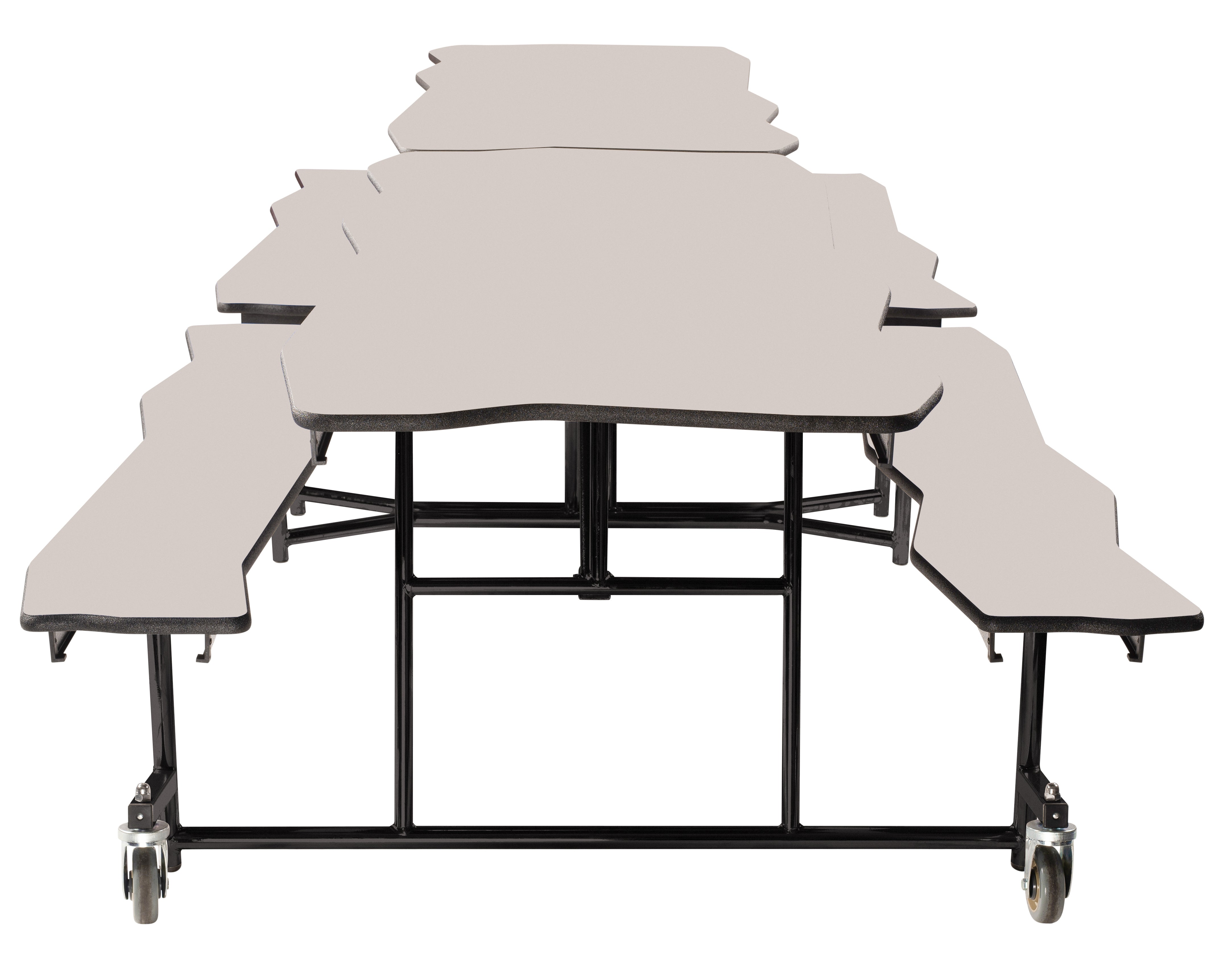 NPS® Mobile Cafeteria Table w/ Benches, 10' Bedrock, Plywood Core, Edge Type: Edge Banding, Frame Type:  Textured Black (Specify Tabletop/Bench Laminate Color and Height)