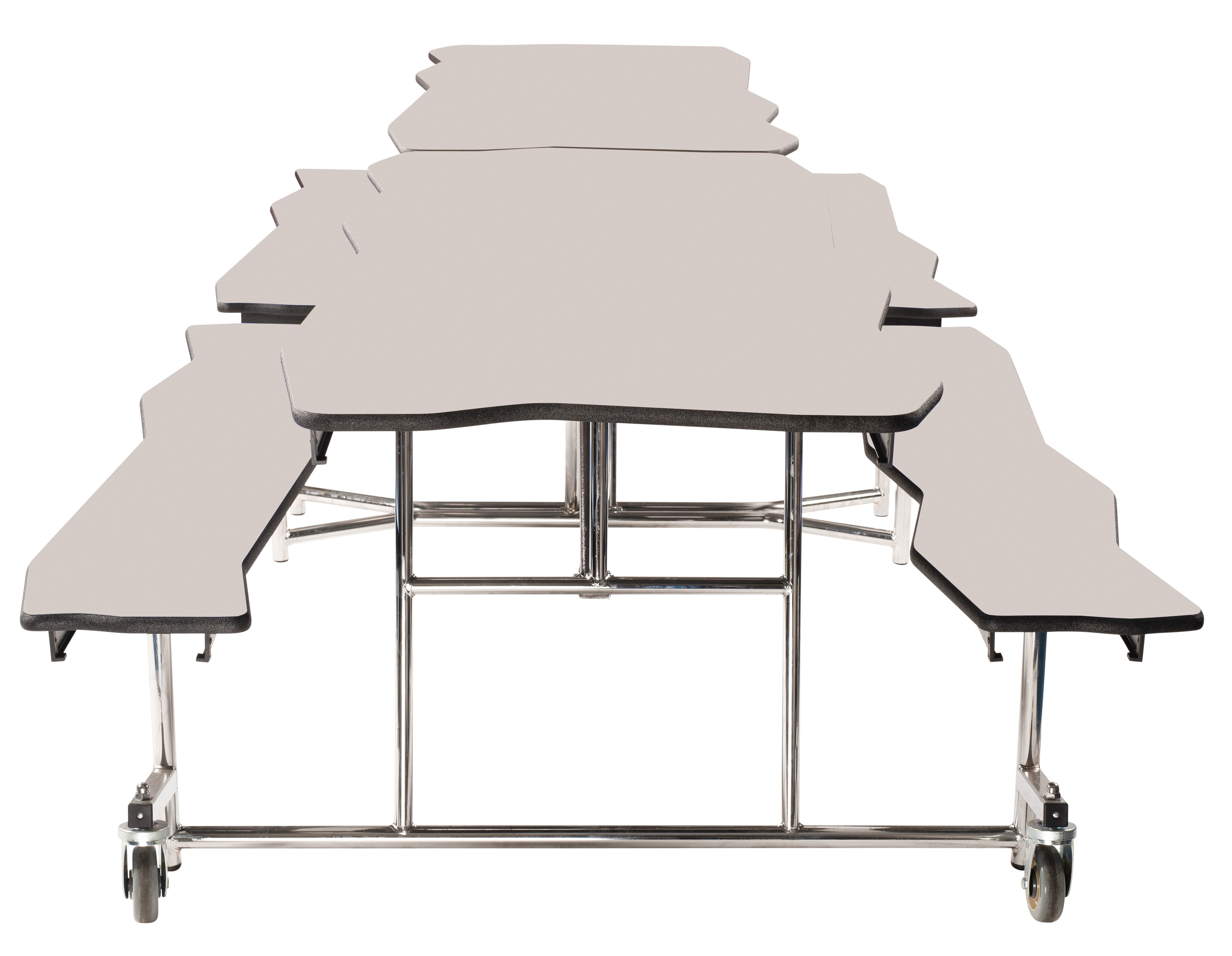 NPS® Mobile Cafeteria Table w/ Benches, 12' Bedrock, Particleboard Core, Edge Type: Edge Banding, Frame Type: Chrome (Specify Tabletop/Bench Laminate Color and Height)