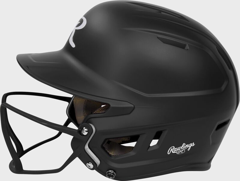 Rawlings Mach Hi-Viz Senior Matte Batting Helmet With Hi-Viz Face Guard - Black