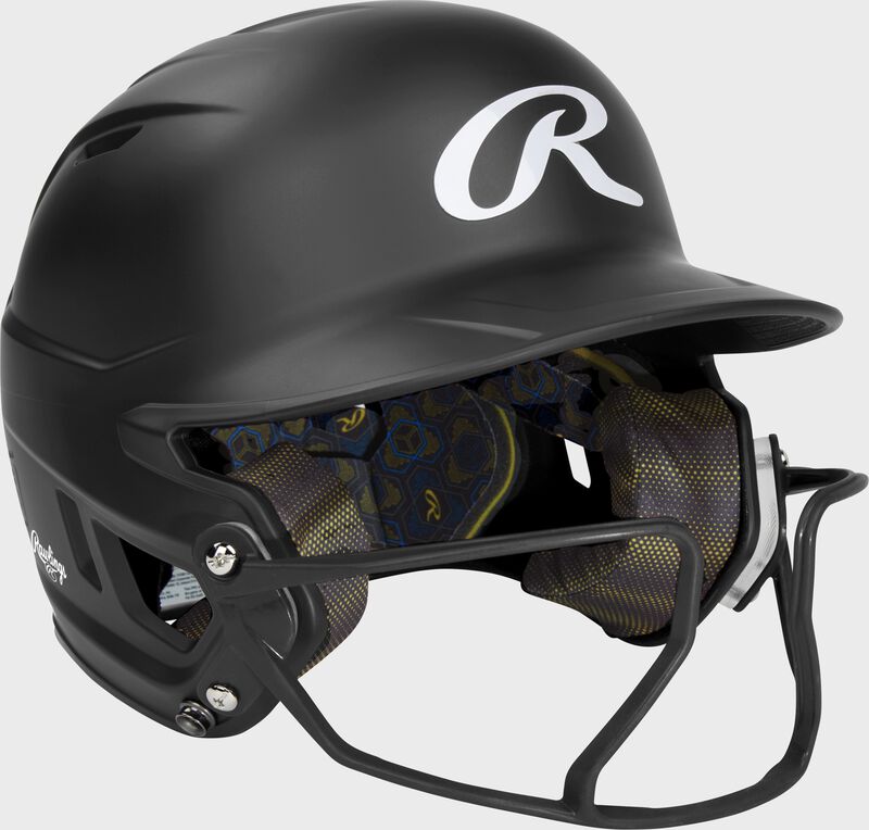 Rawlings Mach Hi-Viz Junior Matte Batting Helmet With Hi-Viz Face Guard - Black