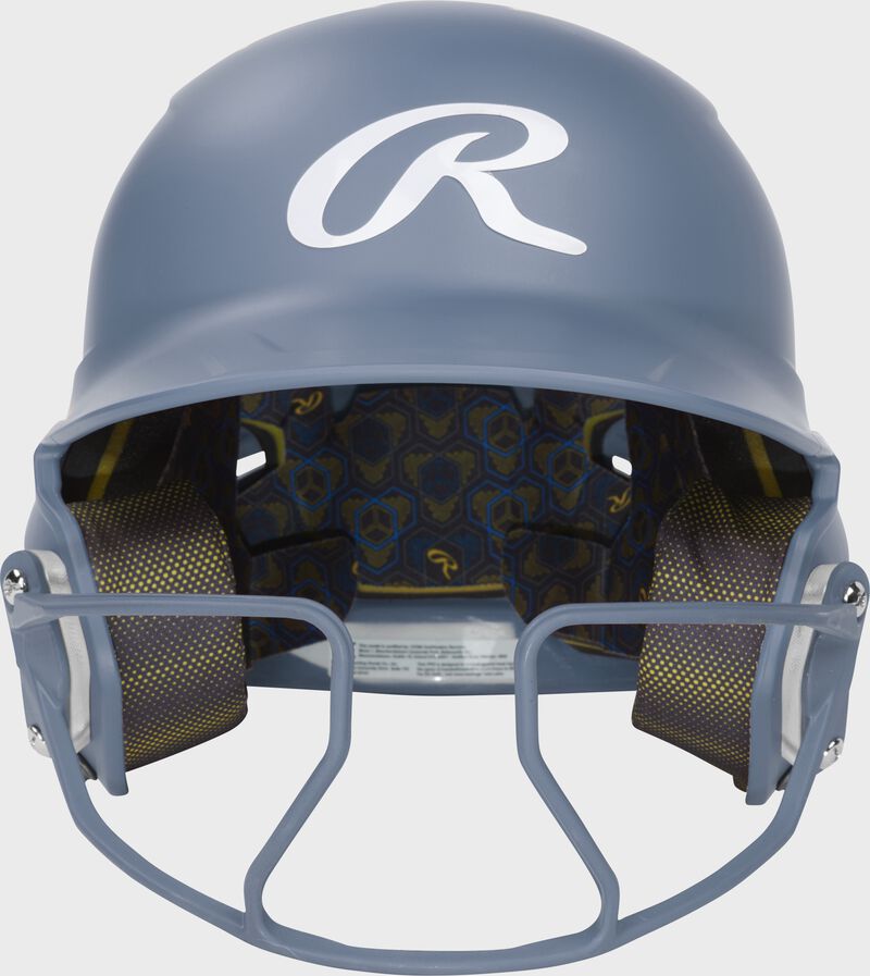 Rawlings Mach Hi-Viz Junior Matte Batting Helmet With Hi-Viz Face Guard - Columbia Blue