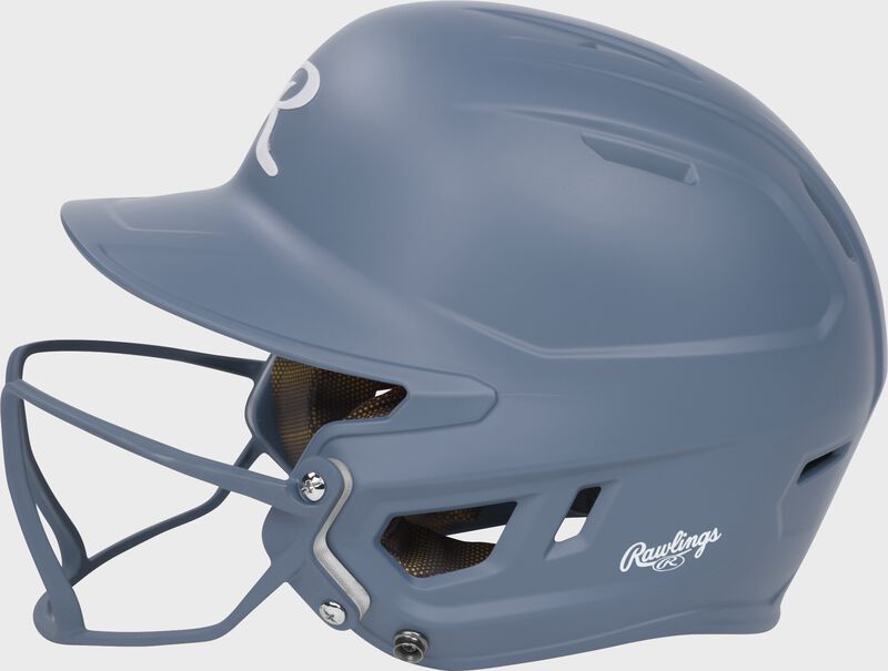 Rawlings Mach Hi-Viz Senior Matte Batting Helmet With Hi-Viz Face Guard - Columbia Blue