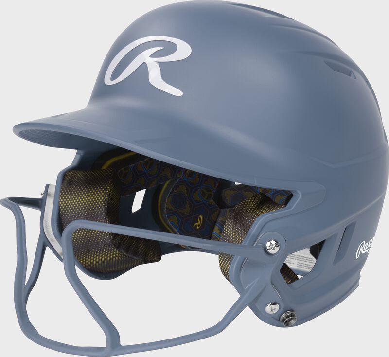 Rawlings Mach Hi-Viz Junior Matte Batting Helmet With Hi-Viz Face Guard - Columbia Blue