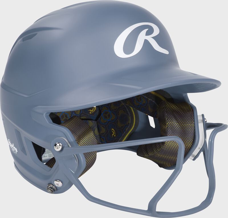 Rawlings Mach Hi-Viz Junior Matte Batting Helmet With Hi-Viz Face Guard - Columbia Blue