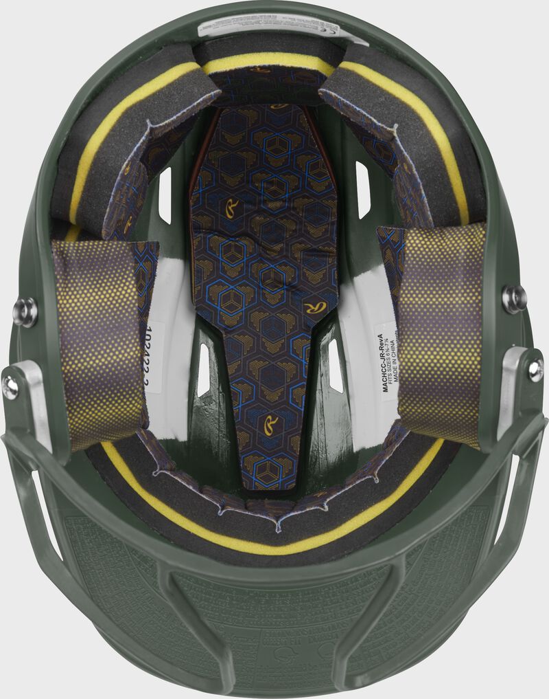 Rawlings Mach Hi-Viz Senior Matte Batting Helmet With Hi-Viz Face Guard - Dark Green
