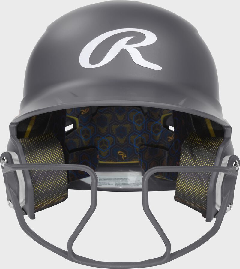 Rawlings Mach Hi-Viz Senior Matte Batting Helmet With Hi-Viz Face Guard - Graphite