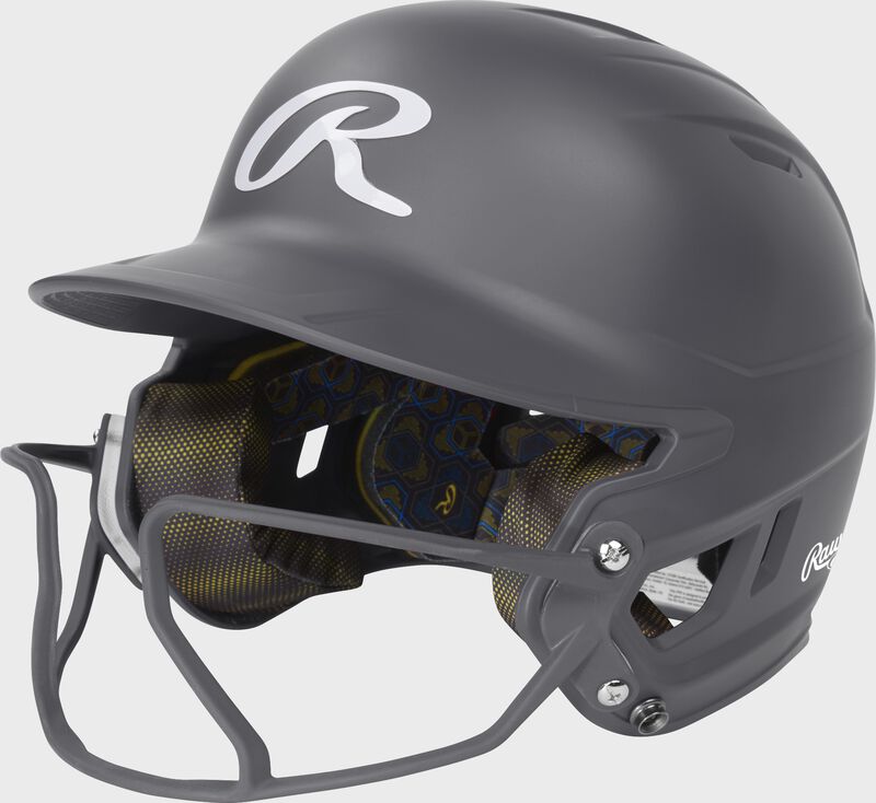 Rawlings Mach Hi-Viz Junior Matte Batting Helmet With Hi-Viz Face Guard - Graphite
