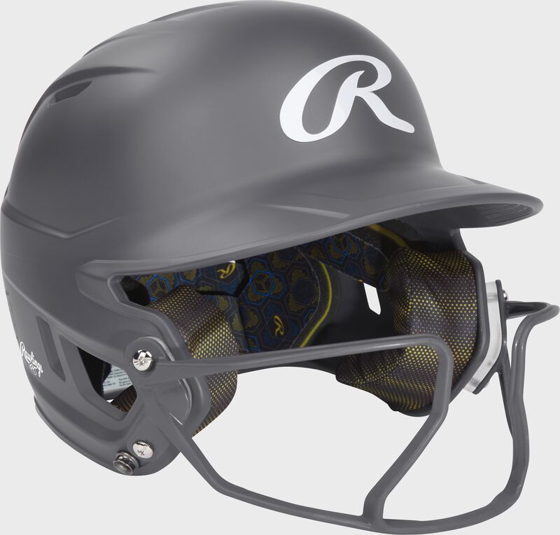 Rawlings Mach Hi-Viz Junior Matte Batting Helmet With Hi-Viz Face Guard - Graphite