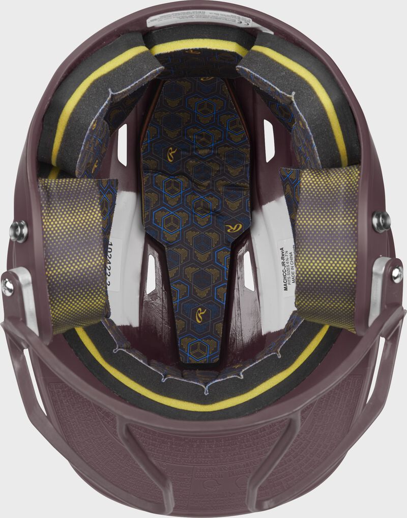 Rawlings Mach Hi-Viz Senior Matte Batting Helmet With Hi-Viz Face Guard - Maroon
