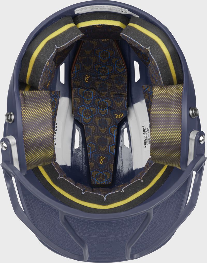 Rawlings Mach Hi-Viz Senior Matte Batting Helmet With Hi-Viz Face Guard - Navy