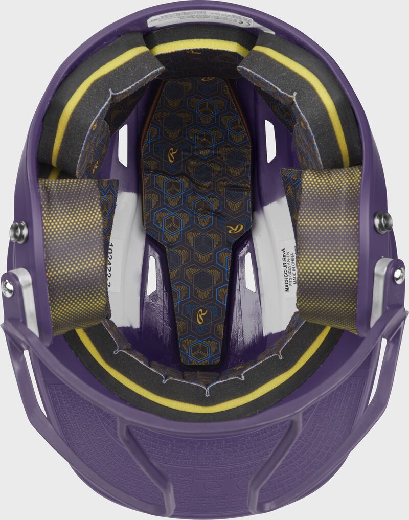 Rawlings Mach Hi-Viz Senior Matte Batting Helmet With Hi-Viz Face Guard - Purple