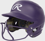 Rawlings Mach Hi-Viz Junior Matte Batting Helmet With Hi-Viz Face Guard - Purple