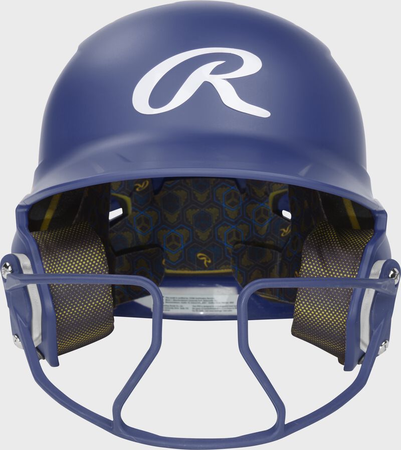 Rawlings Mach Hi-Viz Junior Matte Batting Helmet With Hi-Viz Face Guard - Royal