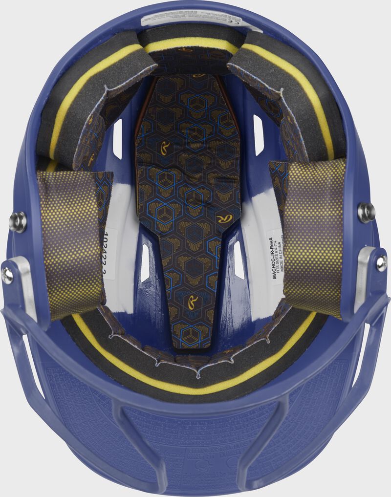 Rawlings Mach Hi-Viz Senior Matte Batting Helmet With Hi-Viz Face Guard - Royal