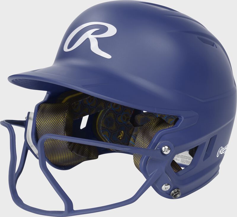Rawlings Mach Hi-Viz Senior Matte Batting Helmet With Hi-Viz Face Guard - Royal