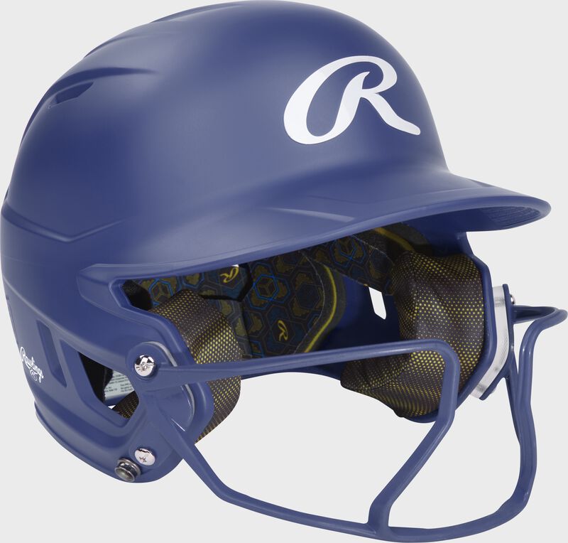 Rawlings Mach Hi-Viz Junior Matte Batting Helmet With Hi-Viz Face Guard - Royal