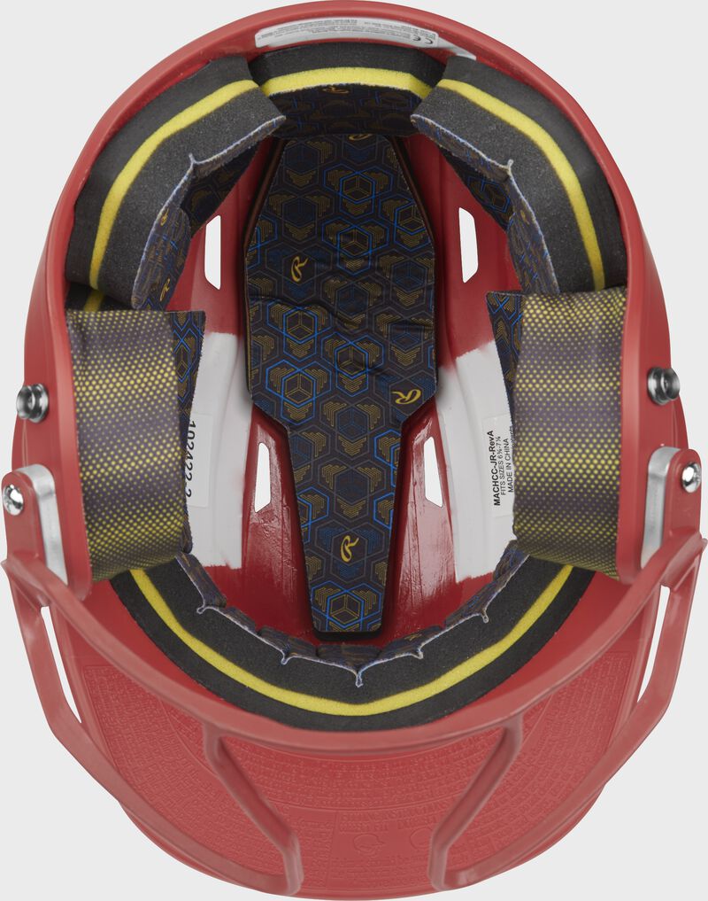 Rawlings Mach Hi-Viz Junior Matte Batting Helmet With Hi-Viz Face Guard - Scarlet