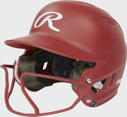 Rawlings Mach Hi-Viz Senior Matte Batting Helmet With Hi-Viz Face Guard - Scarlet