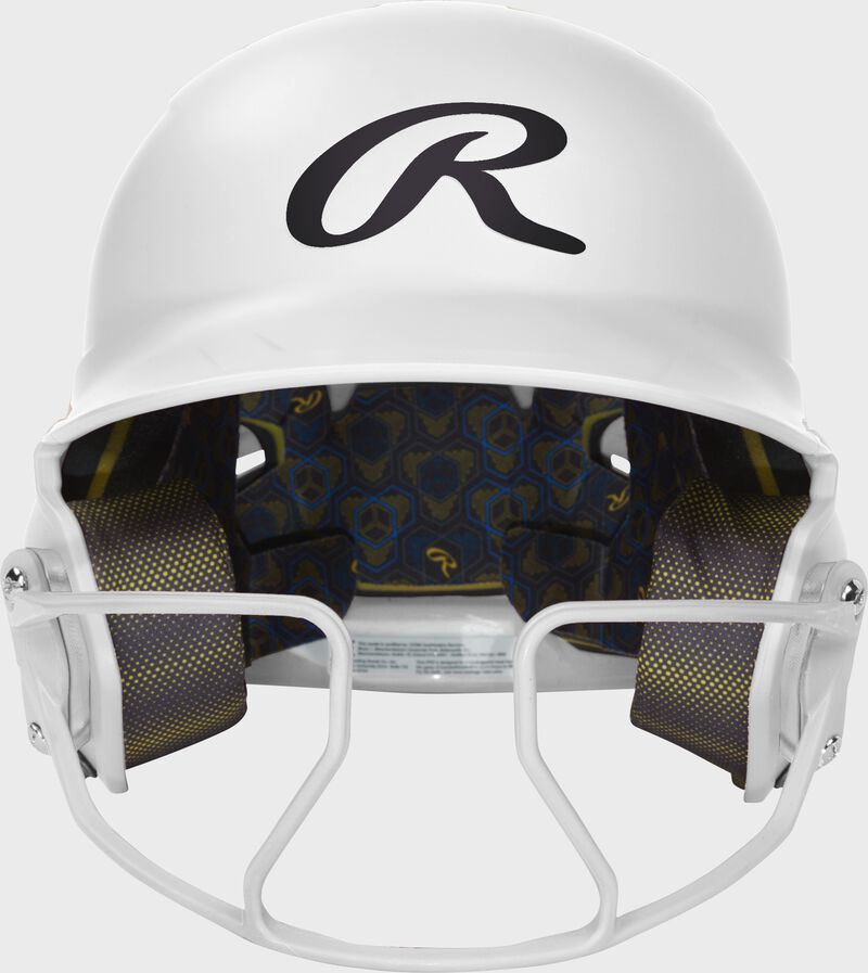 Rawlings Mach Hi-Viz Junior Matte Batting Helmet With Hi-Viz Face Guard - White