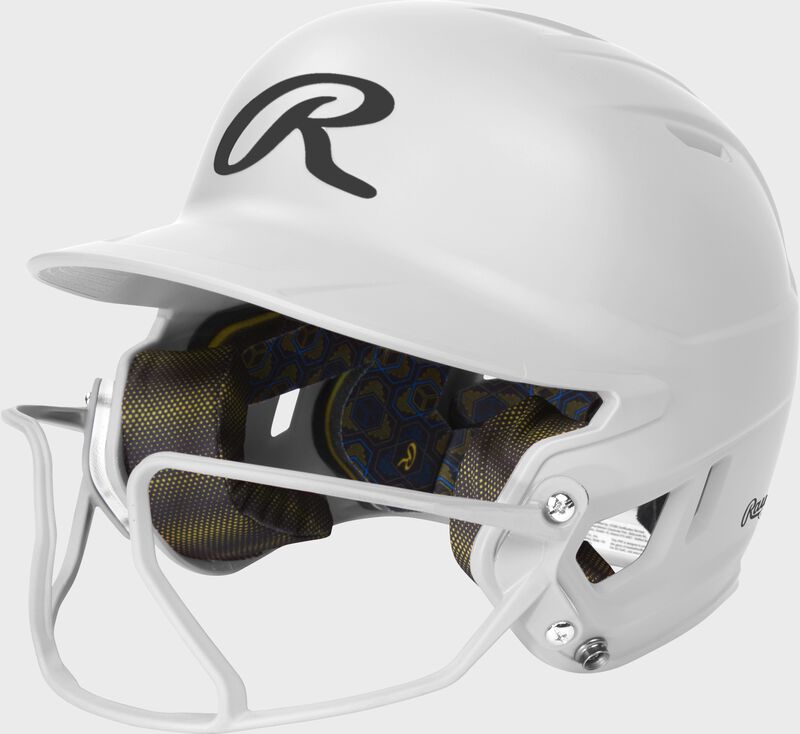 Rawlings Mach Hi-Viz Junior Matte Batting Helmet With Hi-Viz Face Guard - White