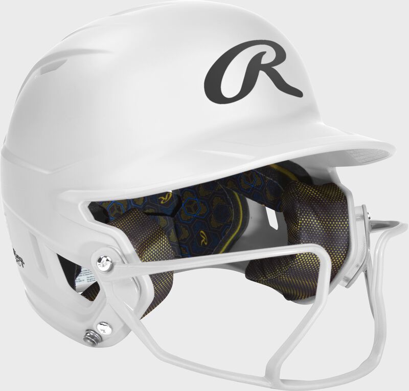 Rawlings Mach Hi-Viz Junior Matte Batting Helmet With Hi-Viz Face Guard - White