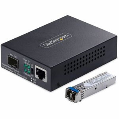 StarTech.com Gigabit Ethernet Copper-to-Fiber Media Converter SM LC 40km 10/100/1000 Mbps RJ45 to LC Full Metal 9K Jumbo Frames TAA Compliant