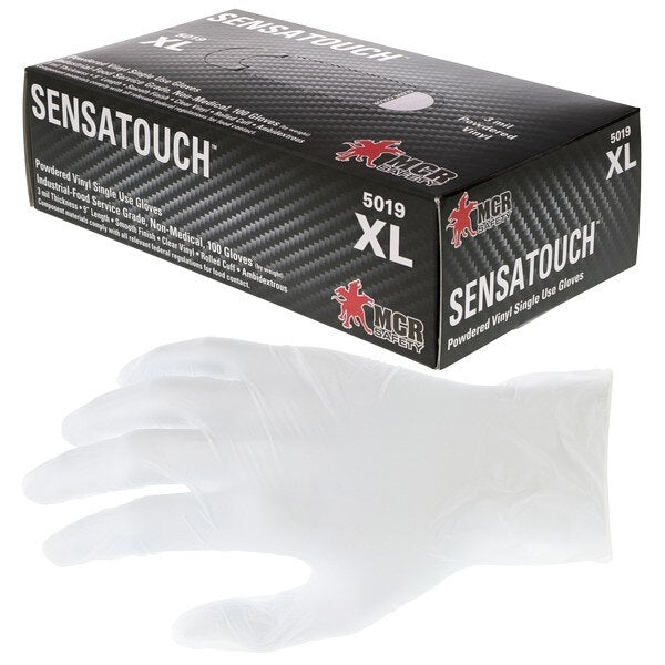 Disposable Gloves, SensaGuard, Large, Vinyl, 3 Mil THK