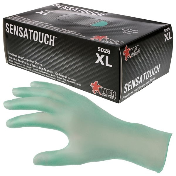 Disposable Gloves, SensaGuard, Medium, Vinyl, 6.5 Mil THK