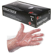 Disposable Gloves, SensaGuard, Medium, Polyethylene, Clear