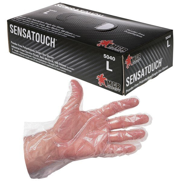 Disposable Gloves, SensaGuard, X-Large, Polyethylene, Clear