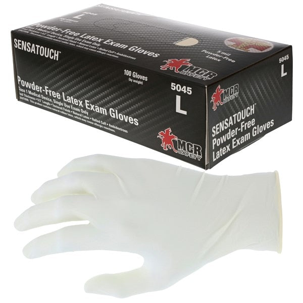 Disposable Gloves, SensaTouch, Large, Latex, 6 Mil THK