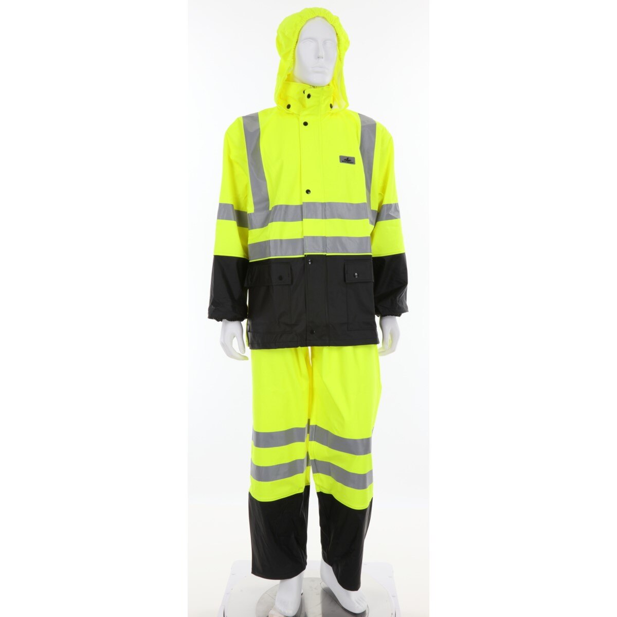 Luminator, .40mm, Stretch PU/CottonPoly Blend, Class 3, FR, 2pc Suit, Roll-Up Hood, Lime