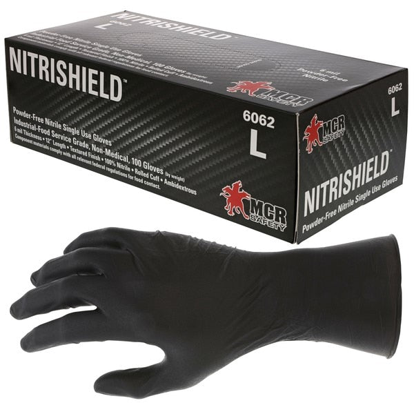Disposable Gloves, Nitri Shield Stealth Extra, Medium, Black.