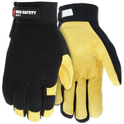 Mechanics Gloves, Medium, Leather, Black