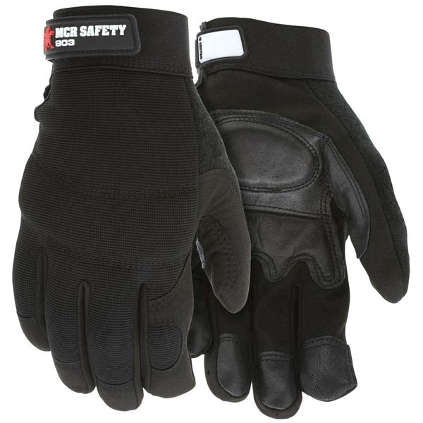 Mechanics Gloves, Small, Leather, Black