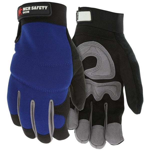 Mechanics Gloves, Small, Synthetic, Blue