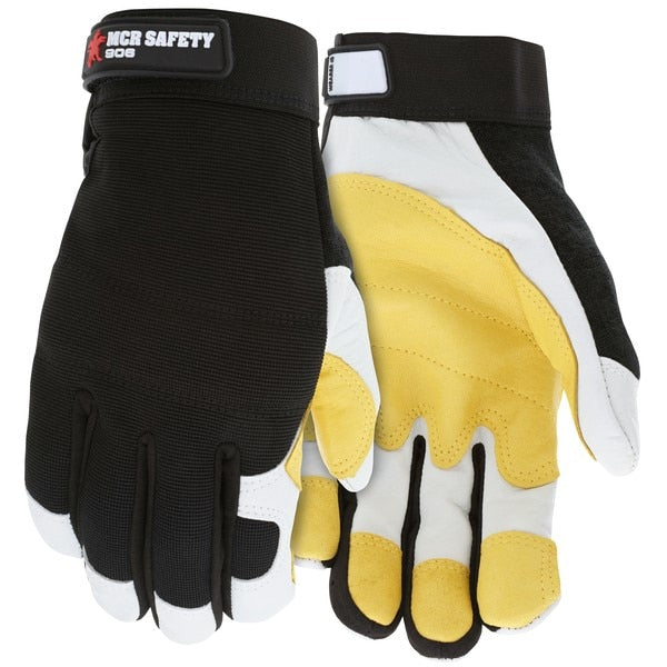 Mechanics Gloves, Medium, Leather, Black