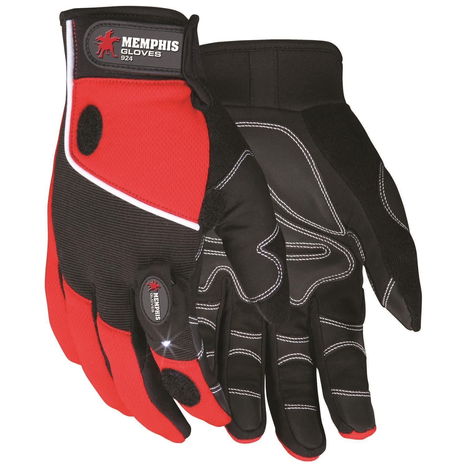 Mechanics Gloves, Memphis, Large, Synthetic, Black/Red