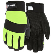 Mechanics Gloves, Small, Synthetic, Black/Lime