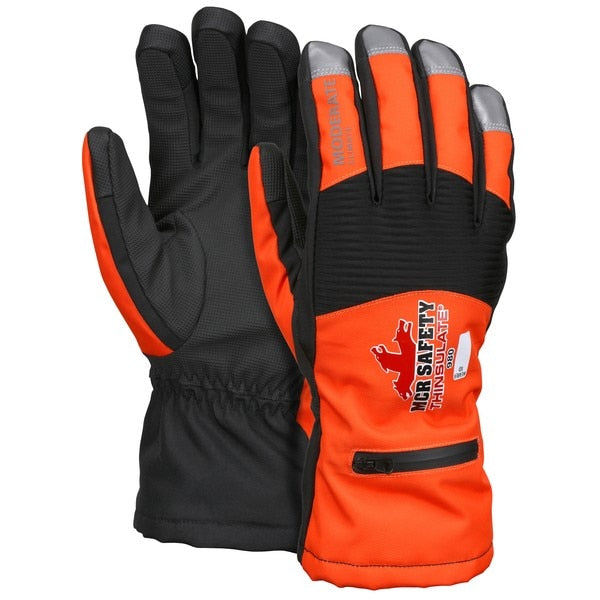 Mechanics Gloves, Large, Synthetic, Black/Orange